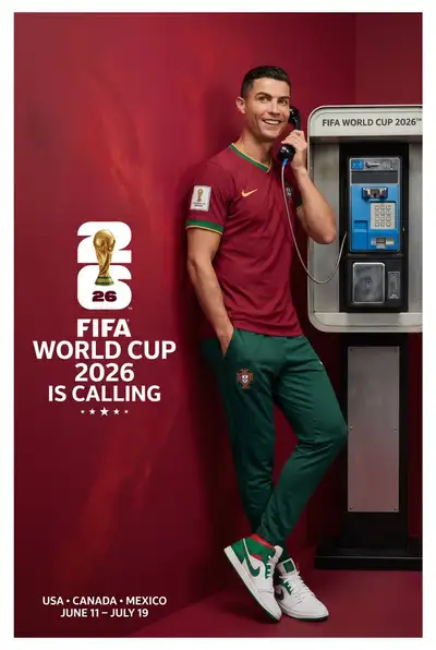 FIFA World Cup 2026 Portugal campaign poster with payphone