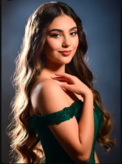 Elegant Emerald Gown Studio Portrait