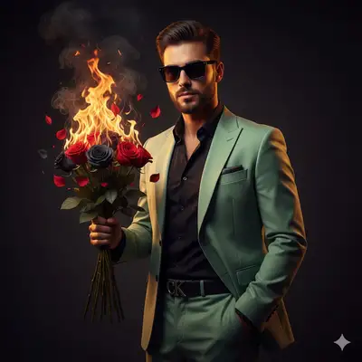 Burning Roses Fashion Portrait