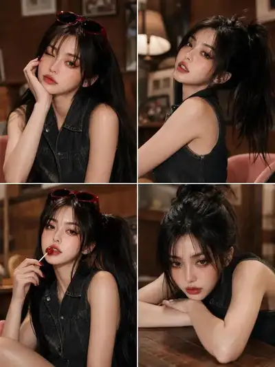 Korean/Japanese Fashion Portrait Collage (2x2 Grid)