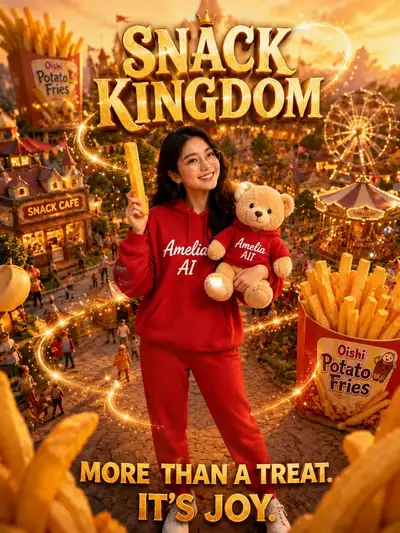 Ultra-Realistic Fantasy Snack Kingdom Advertising Poster