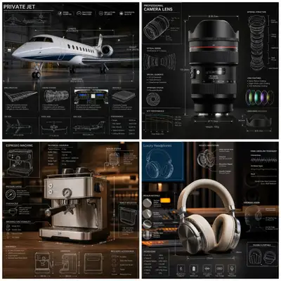 Technical Blueprint Infographic of Object