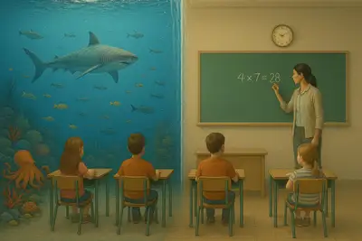 Surreal Split-Scene: Underwater vs Dry