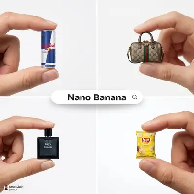 Tiny miniature product held between fingers advertising shot