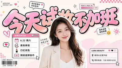 美容院周末促销海报模板