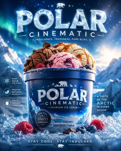 Polar Cinematic ice cream advertisement poster