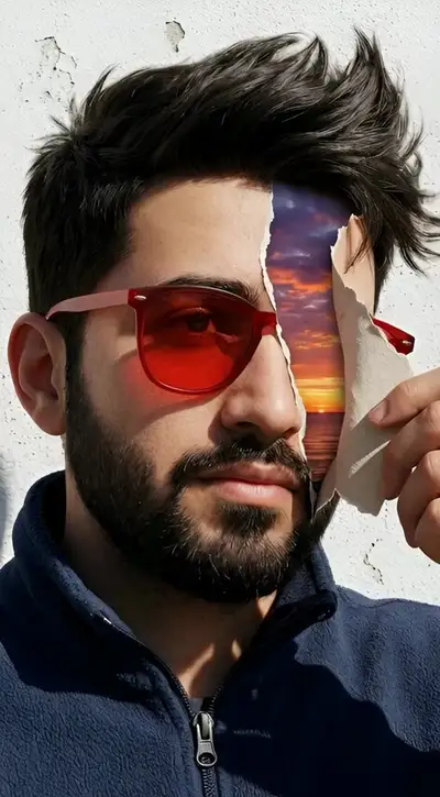 Surreal Torn Face Landscape Portrait