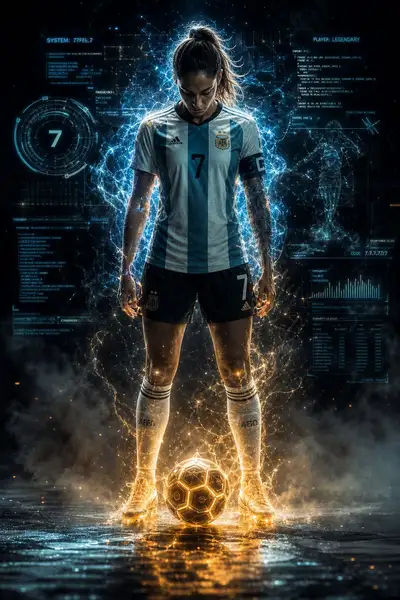 Cyber-Sports Football Icon Cinematic Portrait