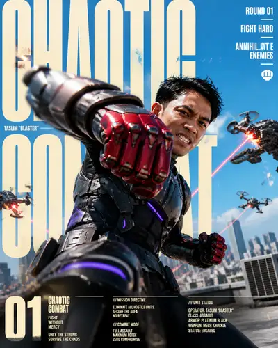 Chaotic Combat Editorial Action Poster