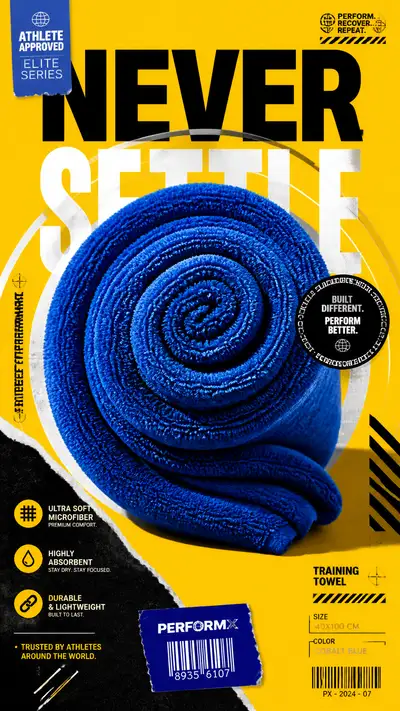 Cobalt Blue Spiral Towel Sports Advertising Poster