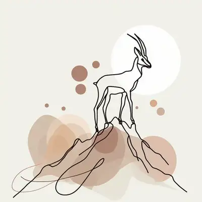 One-Line Gazelle on Mountain Peak