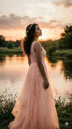 Cinematic Portrait of Woman in Floral Crown by Lake