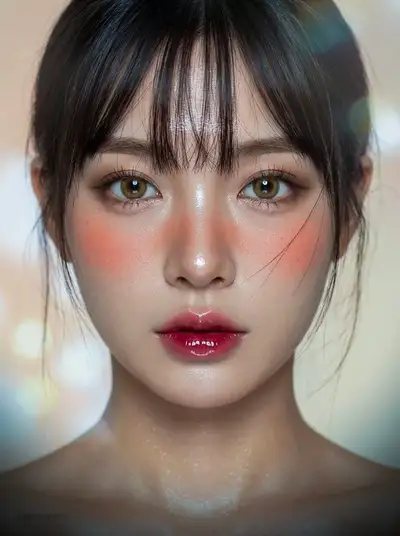 K-beauty glass-skin close-up makeup portrait prompt