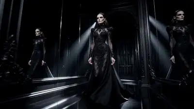 All-black dark fantasy luxury cinematic video prompt
