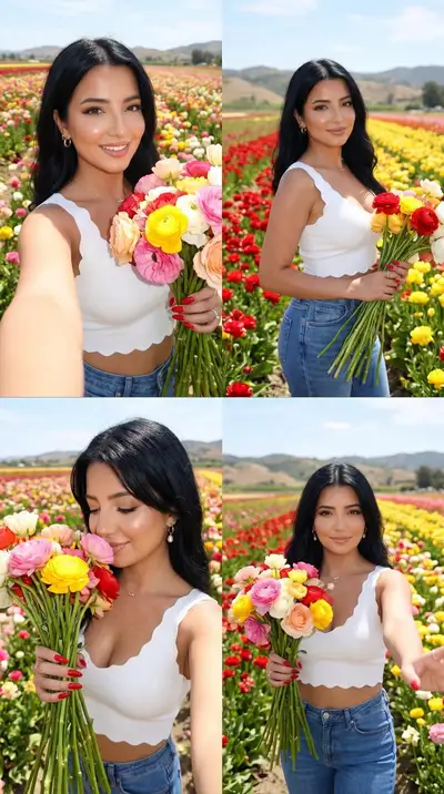 2x2 Flower Field Selfie Collage with Identity Lock