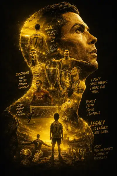 Cristiano Ronaldo Motivational Multiple-Exposure Poster
