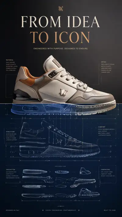 Blueprint to Icon Sneaker Transformation Poster