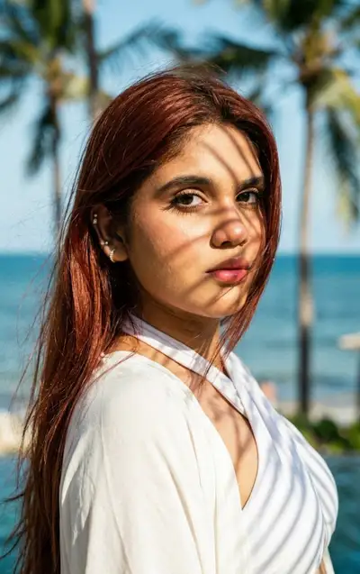 Cinematic Close Portrait of Woman by Ocean