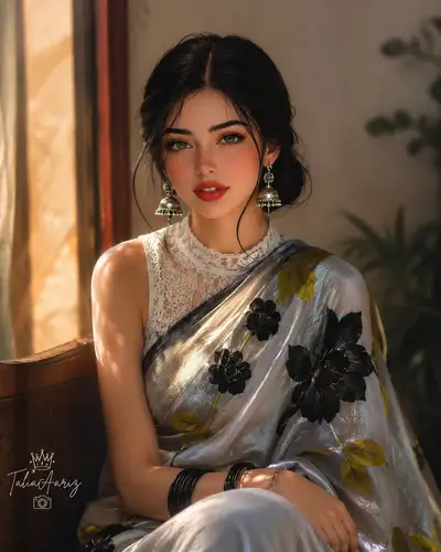 Ultra-Realistic South Asian Woman in Silk Saree Portrait