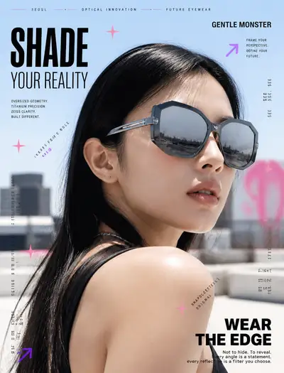 Gentle Monster sunglasses editorial advertisement on rooftop
