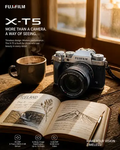 Fujifilm X-T5 Lifestyle Advertisement Poster