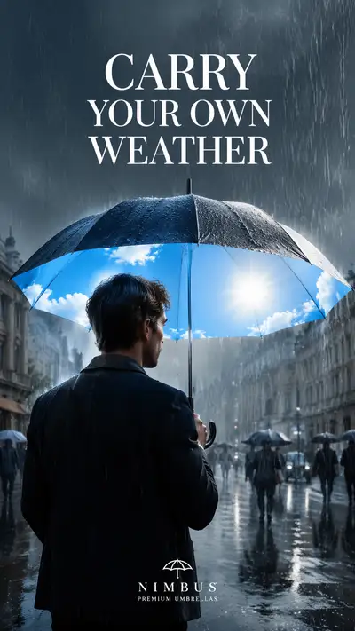 Conceptual Umbrella Ad: Carry Your Own Weather