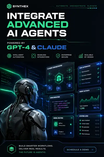AI agents integration advertisement with robot
