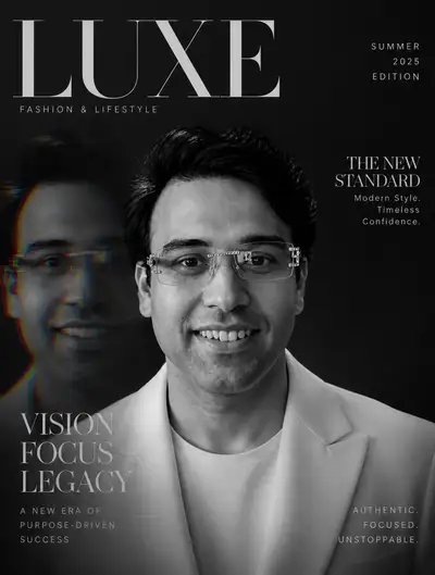 Identity-preserving black-and-white luxury magazine cover portrait