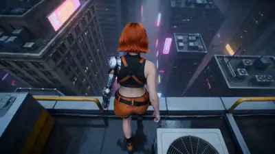 Cyberpunk Falling Hero Combat Sequence