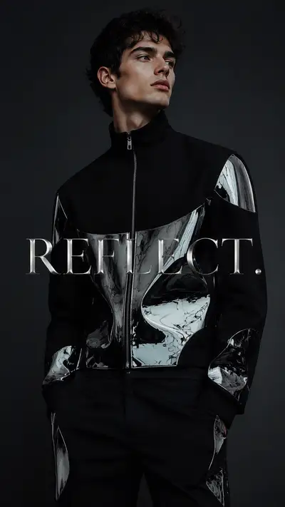 Luxury Editorial Portrait with Chrome Reflections