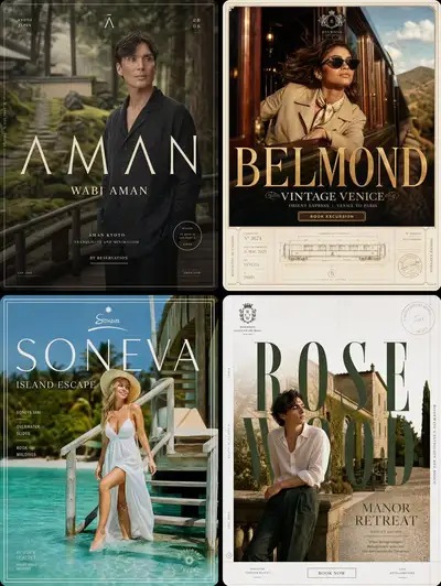 Luxury hospitality celebrity campaign poster set