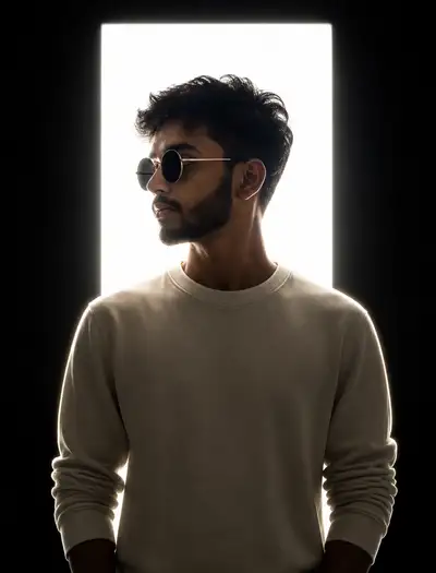 High-Contrast Side Profile Studio Portrait