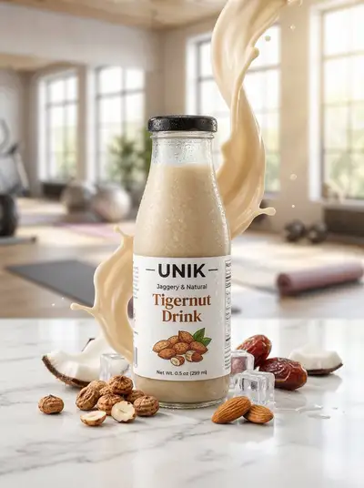Chilled tigernut drink lifestyle beverage advertisement
