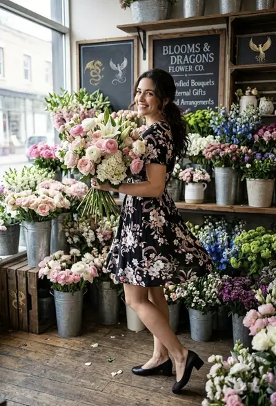 Florist with Vibrant Bouquet in Rustic Shop