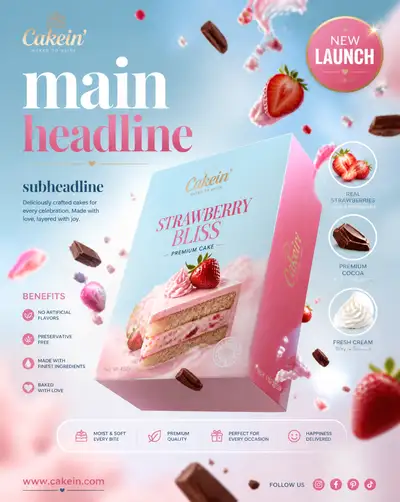 Premium cake product advertising poster template