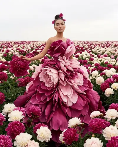Peony Couture Fashion Editorial Portrait