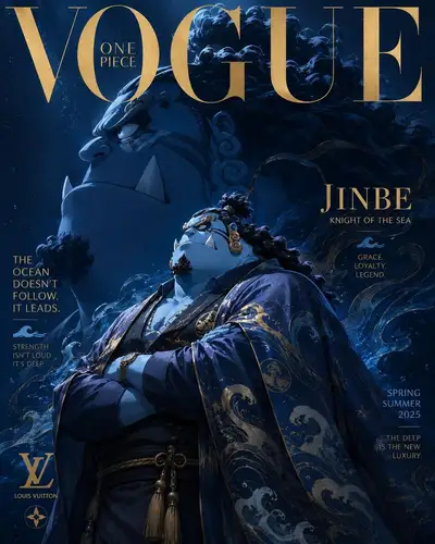 Luxuriöses Vogue-Modemagazin-Cover mit Anime-Figur