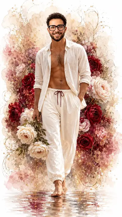 Romantic Fantasy Portrait with Floral Elements