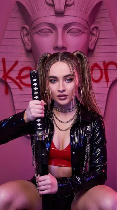 Stylized Katana Portrait with Egyptian Wall Backdrop