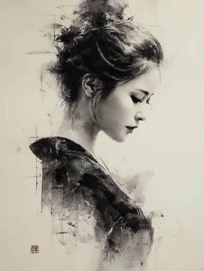 Japanese Sumi-e Brush Painting Prompt