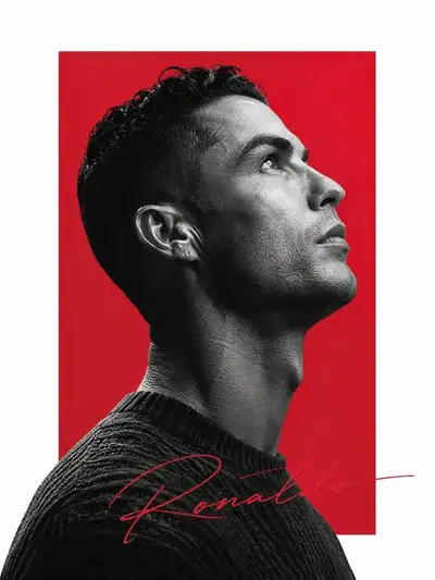 Minimalist editorial poster portrait of Ronaldo