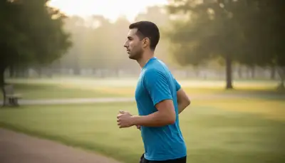Close-up profile of running character
