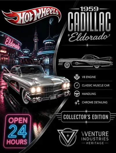 Hot-Wheels-Retro-Poster des Cadillac Eldorado von 1959