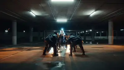 Parking-garage ballroom dance music video prompt for Seedance 2.0