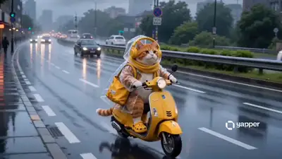 Cozy Anime Cat Adventure in Rainy City