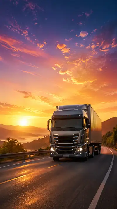 Golden sunrise truck driver diary vertical poster