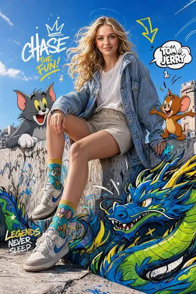Fashion Editorial with Cartoon Characters