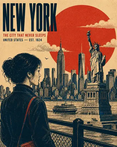 Vintage Screen-Print Poster Illustration