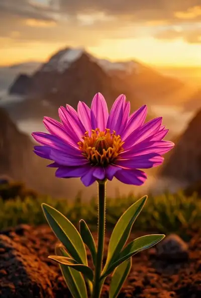 Sweeping Crane Shot: Wildflower to Mountain Range