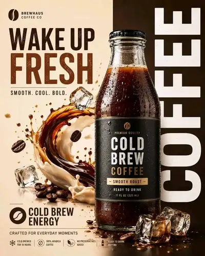 Modern Beverage Advertising Poster Template With Placeholders